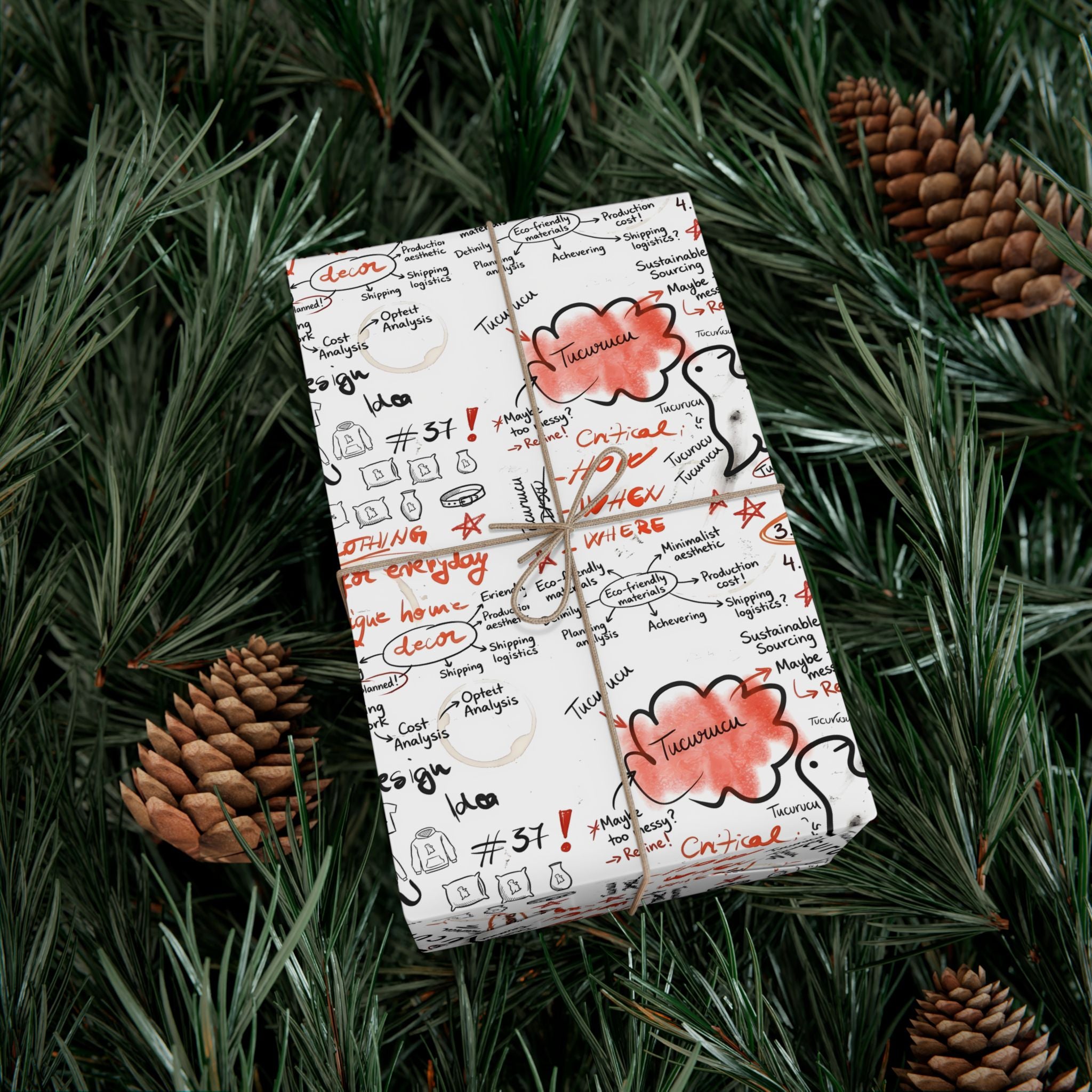 Handwritten Tucurucu Notes Pattern Gift Wrap Paper