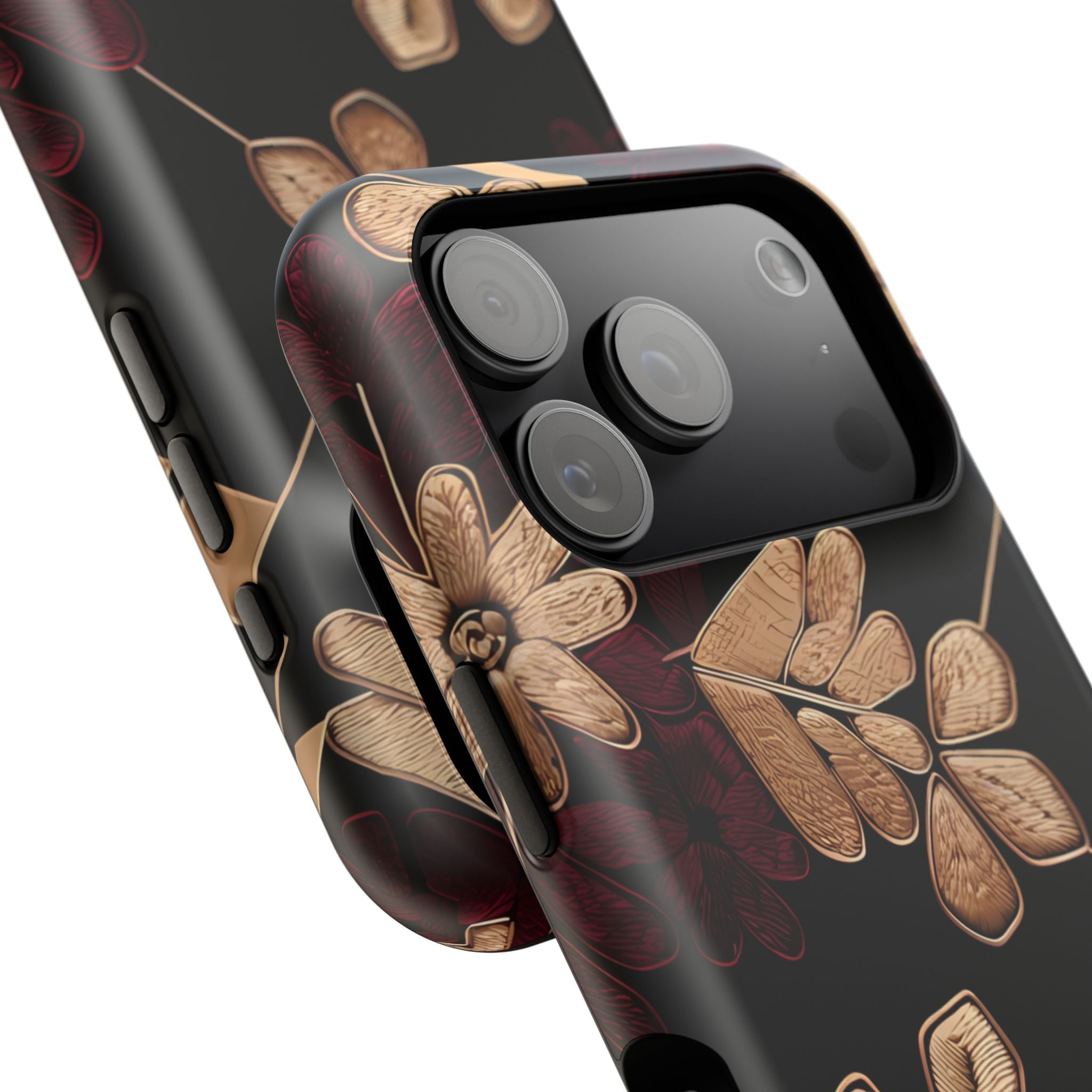 Gold Leaf Floral Phone Case | Impact-Resistant Case