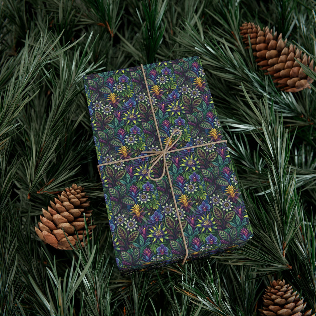Dark Floral Pattern Gift Wrap Paper | Floral Wrapping Paper Roll