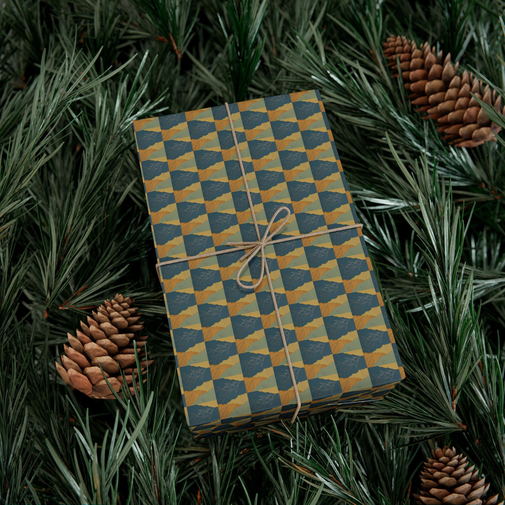 Geometric Birds Pattern Gift Wrap Papers | Blue Green Diamond Wrapping Paper