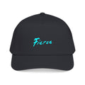 TUCURUCU black 5-panel baseball cap with a bright blue Fierce script logo on the front and a structured mid-profile fit.