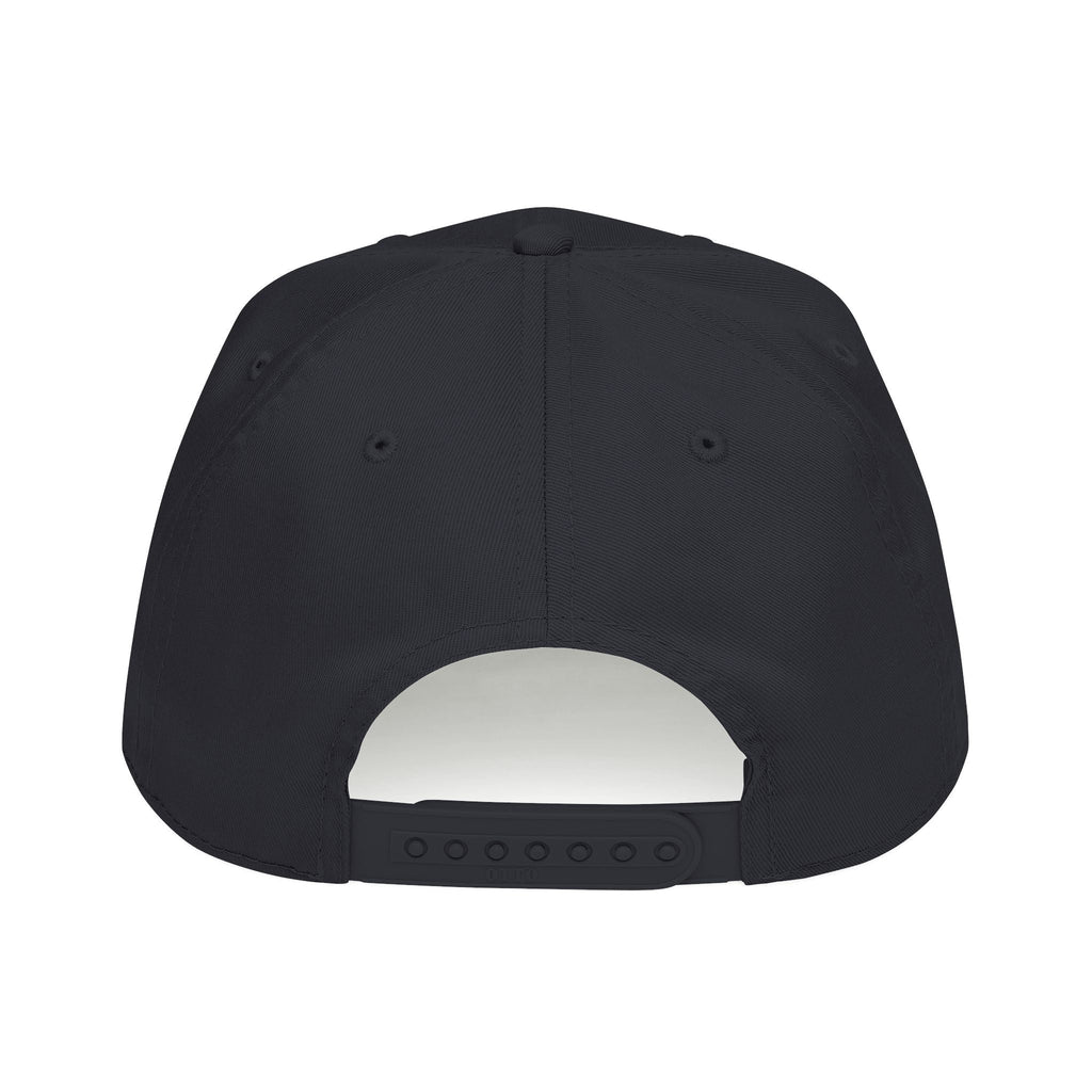 Back view of a black TUCURUCU Fierce Script Cap featuring a durable plastic snapback closure and sewn eyelets.
